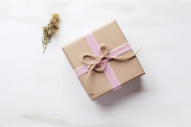 Gift wrapped in kraft paper with twine