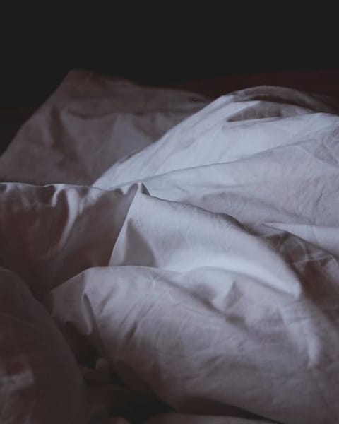 Grey linen bedding