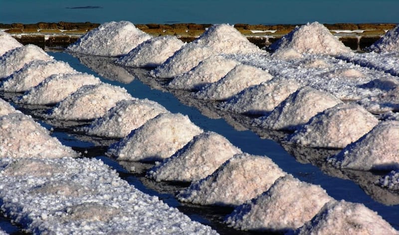 Heaps of salt in salt pans
