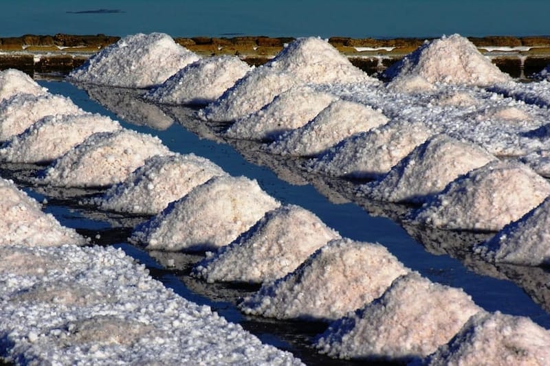 Heaps of salt in salt pans
