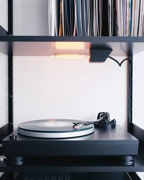 Turntable on a minimalist shelf